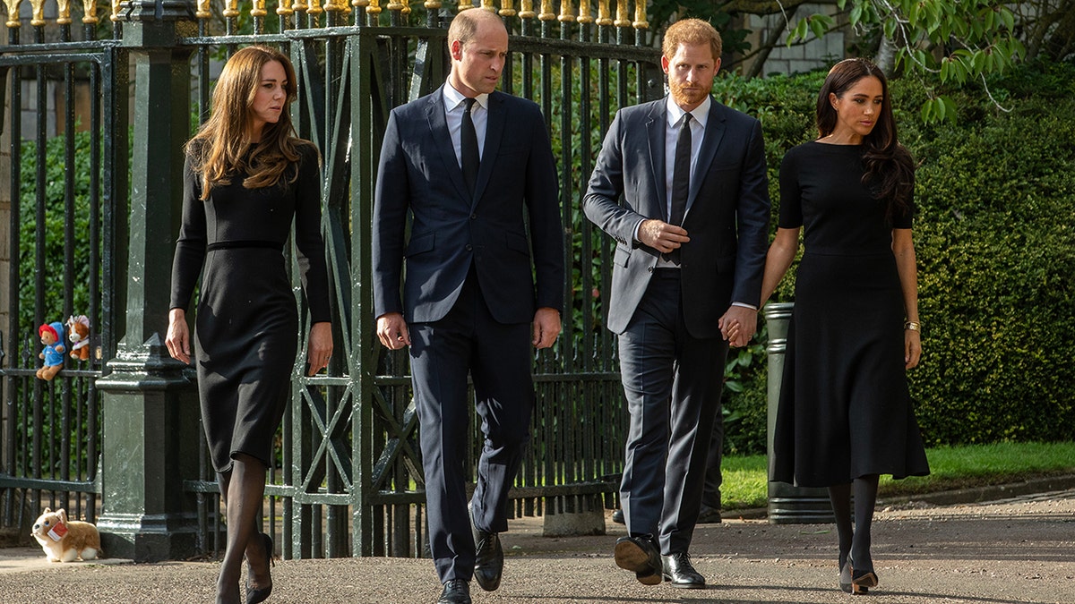 Kate Middleton joined Prince William, Prince Harry and Megan Markle walking outside of Windsor Castle