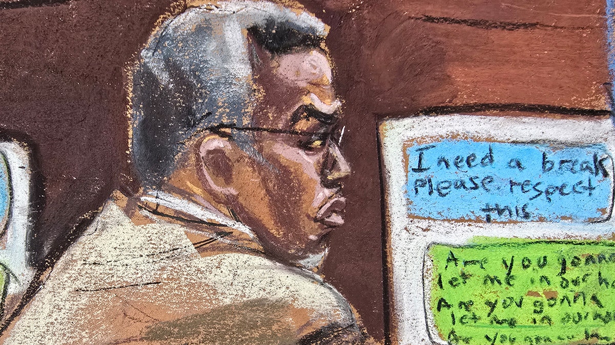 Sean Diddy Combs court room sketch