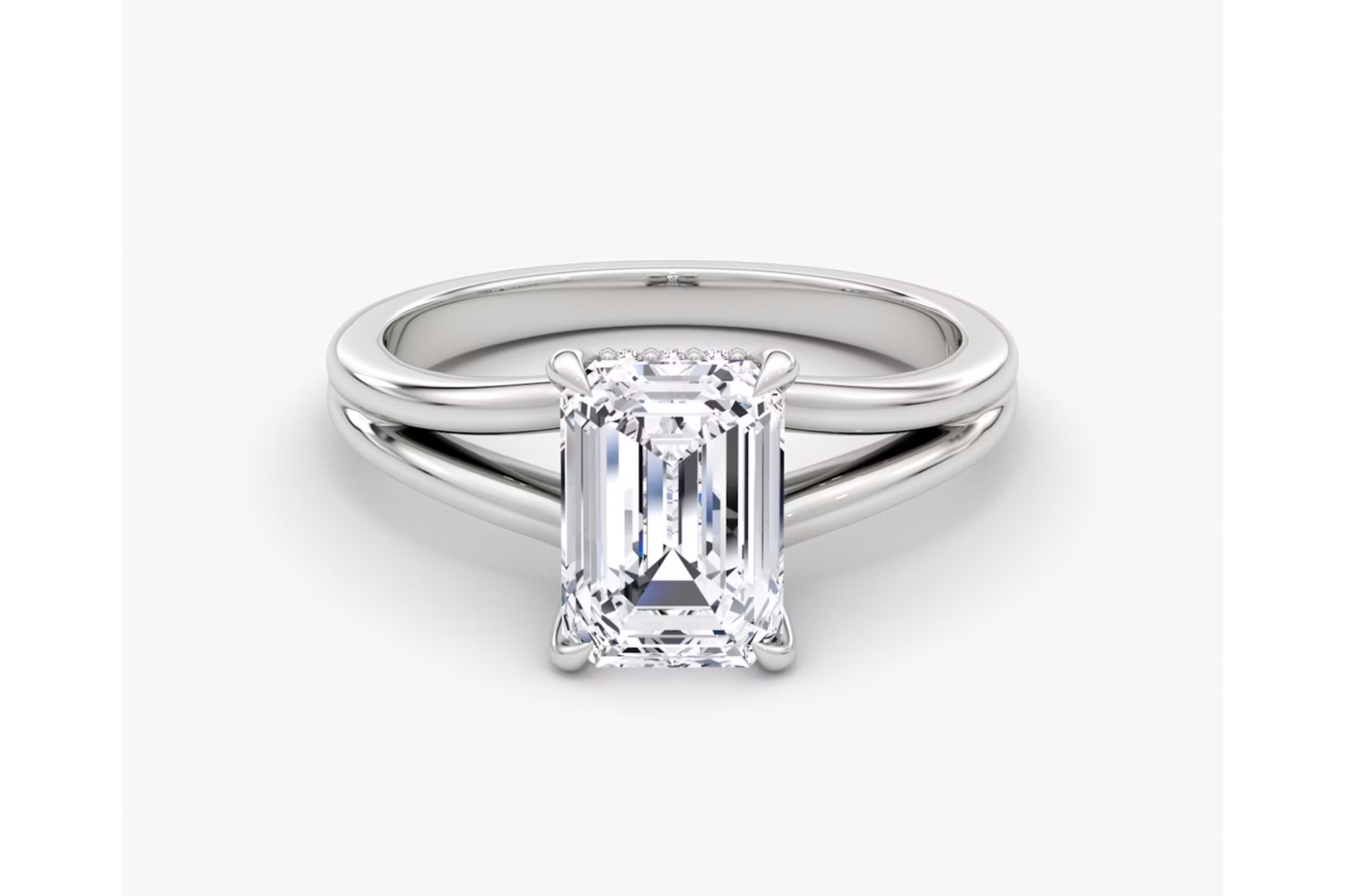 VRAI The Floating Split Band Emerald Engagement Ring