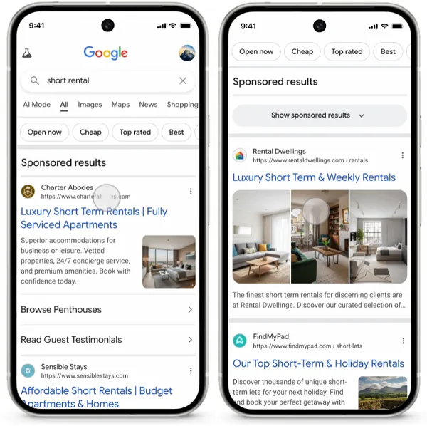 Google sponsored results