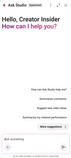 YouTube Ask Studio