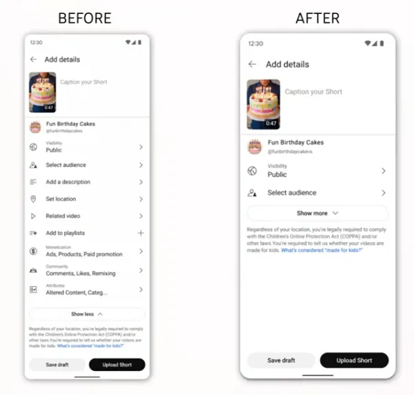 YouTube video settings