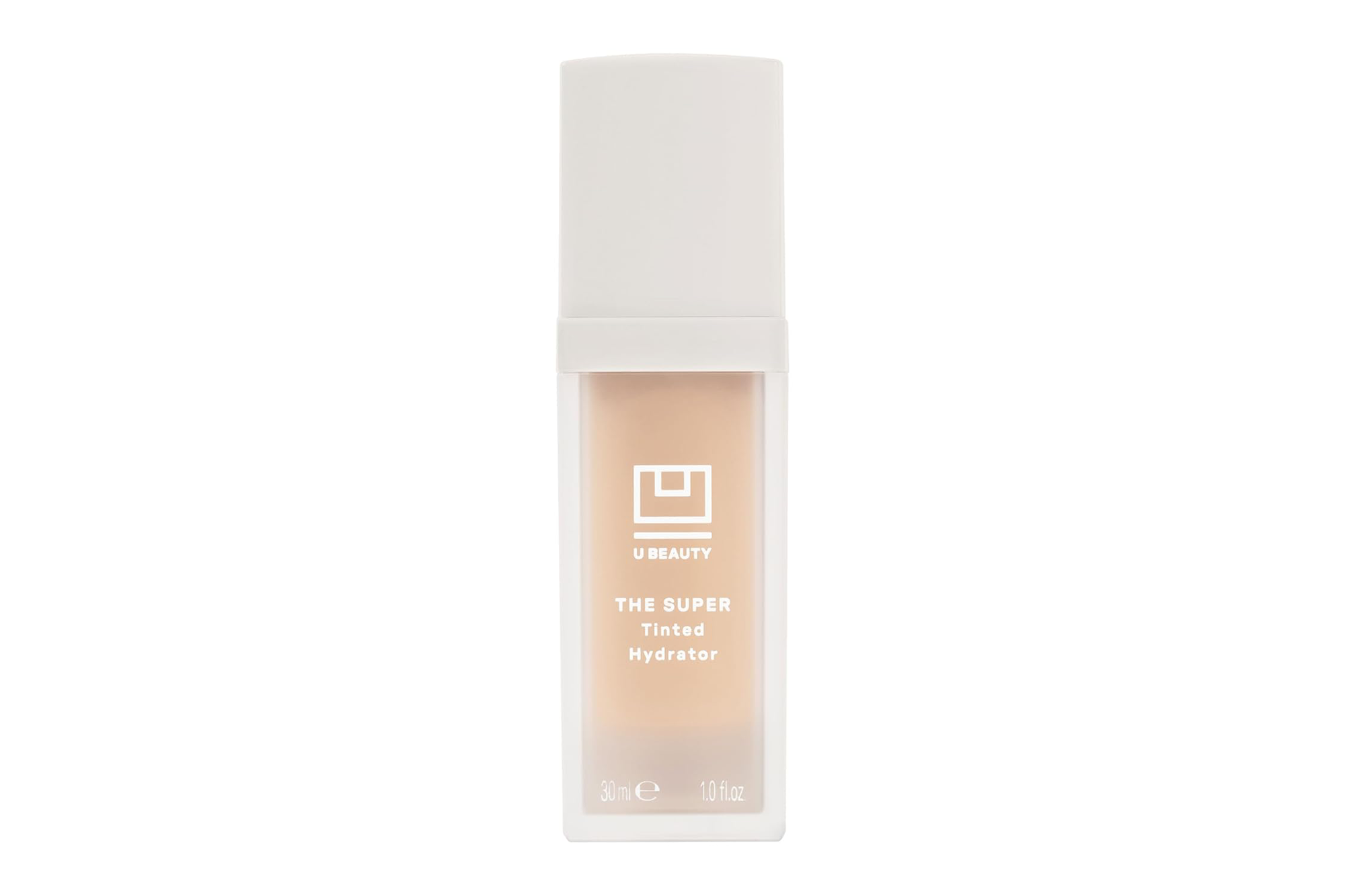 U Beauty The Super Tinted Hydrator in a light-colored bottle.