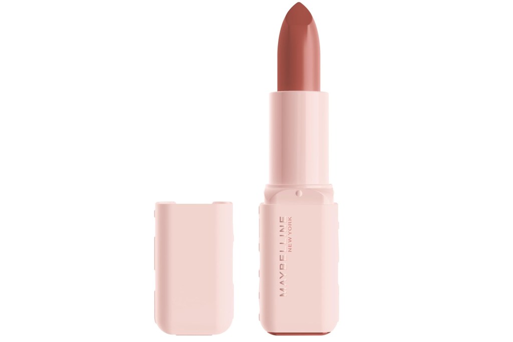 Maybelline New York lipstick in a nude shade with the cap removed.