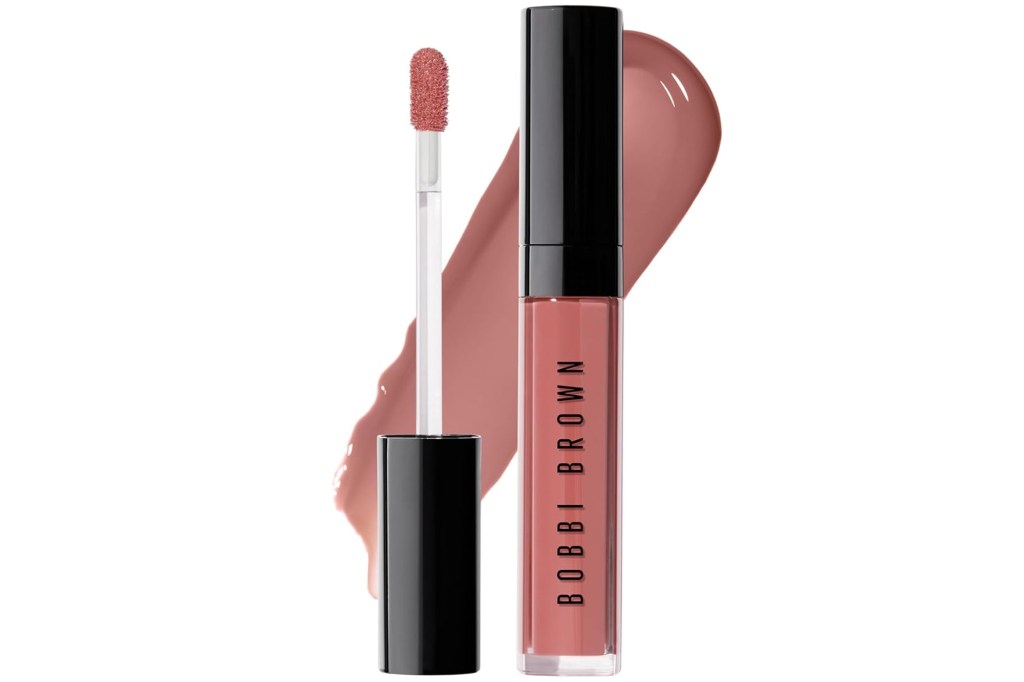 Bobbi Brown lip gloss in a nude pink shade with applicator.
