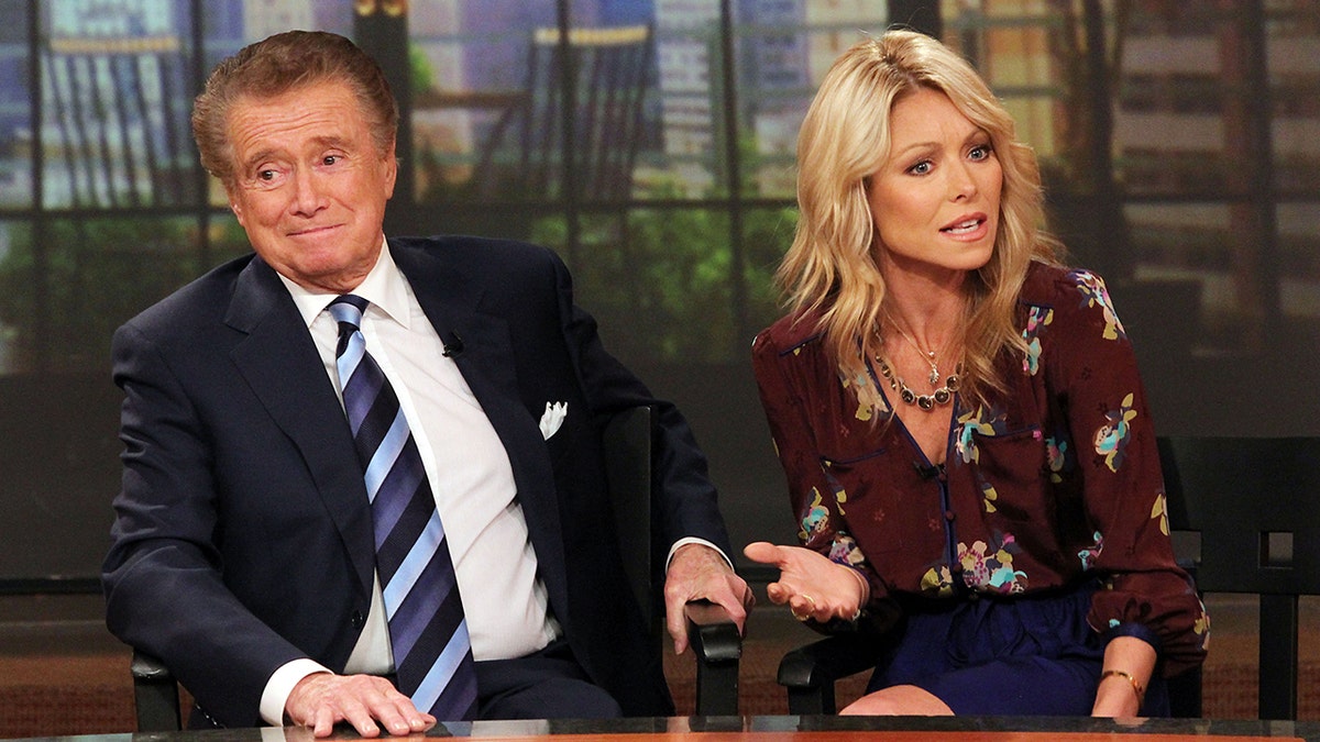 Kelly Ripa and Regis Philbin hosting "Live with Regis and Kelly" in November 2011.