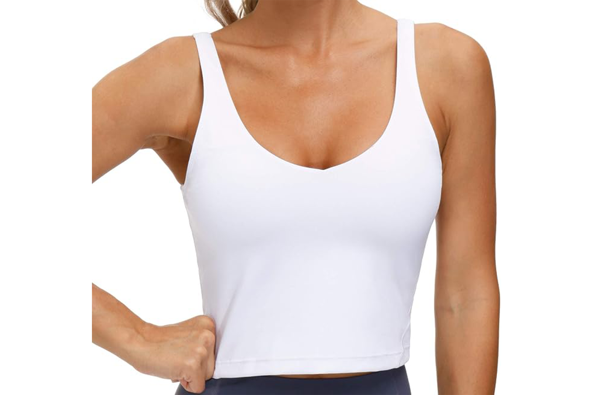 A model in a sports bra