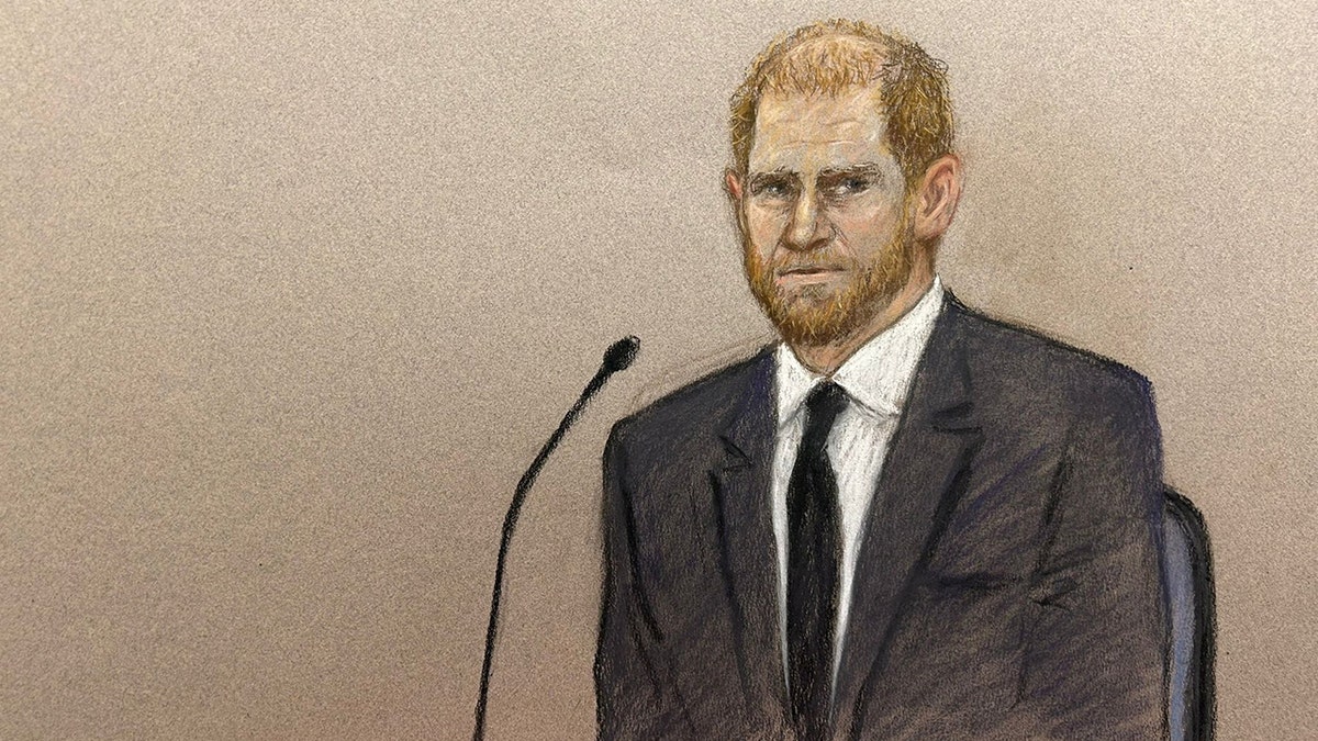 A court sketch drawing of Prince Harry.