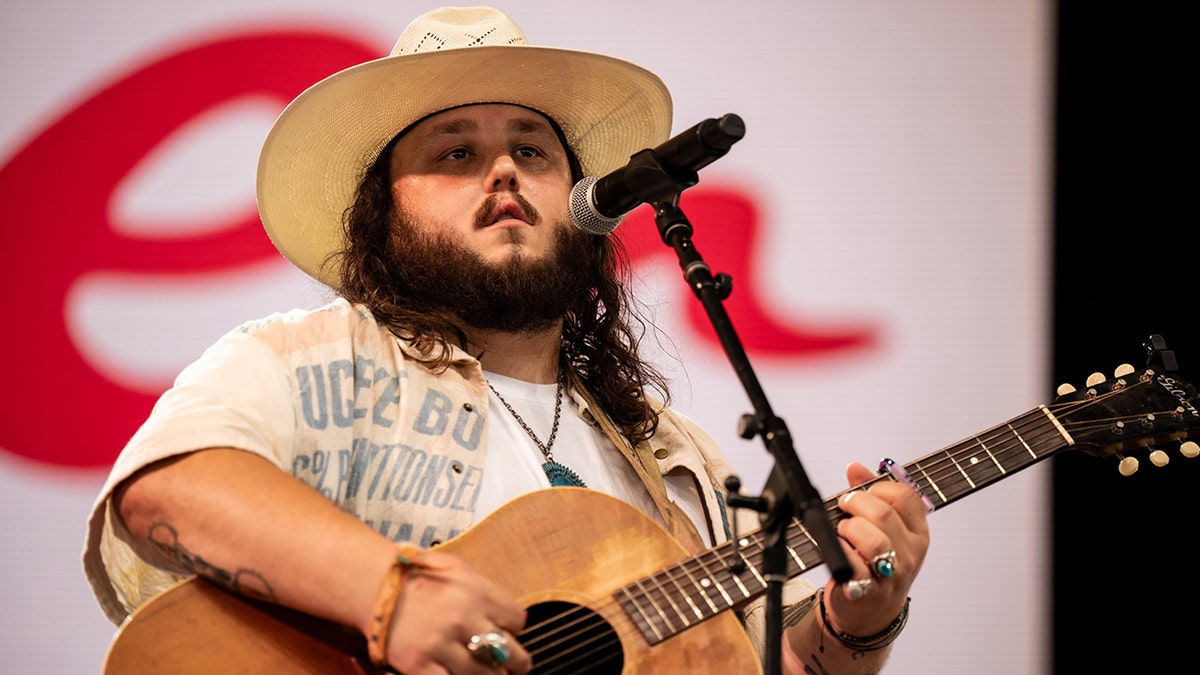 Tanner Usrey performs on stage during Day 1 of the Stagecoach Festival in Indio, California.