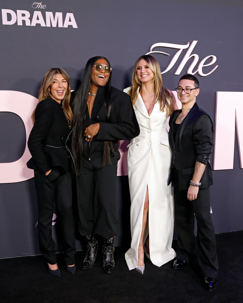 Nina Garcia, Law Roach, Heidi Klum, and Christian Siriano attends the premiere of "The Drama" 