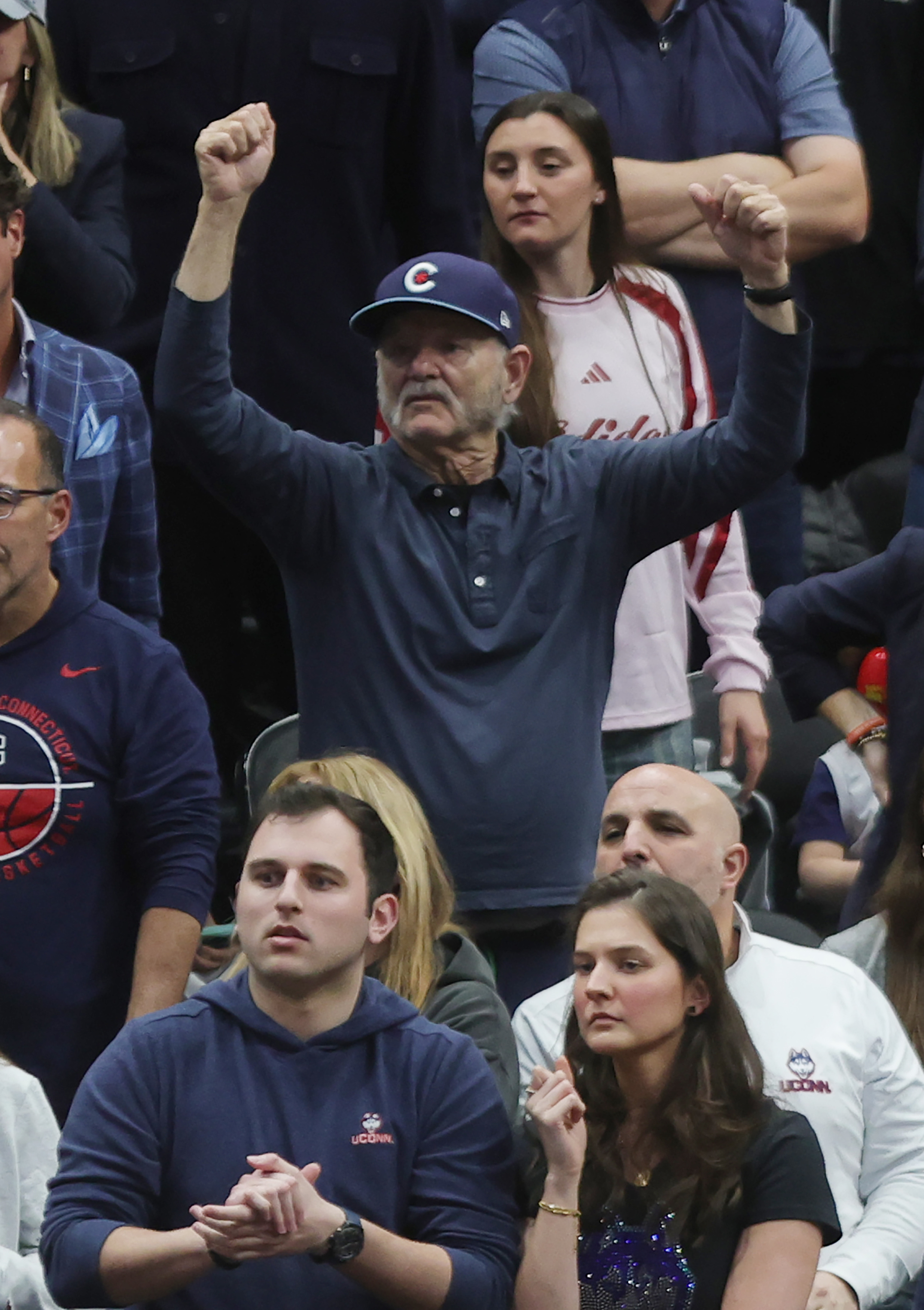 Bill Murray cheers for his son, Luke, a UConn assistant basketball coach, at the game against Duke in DC.