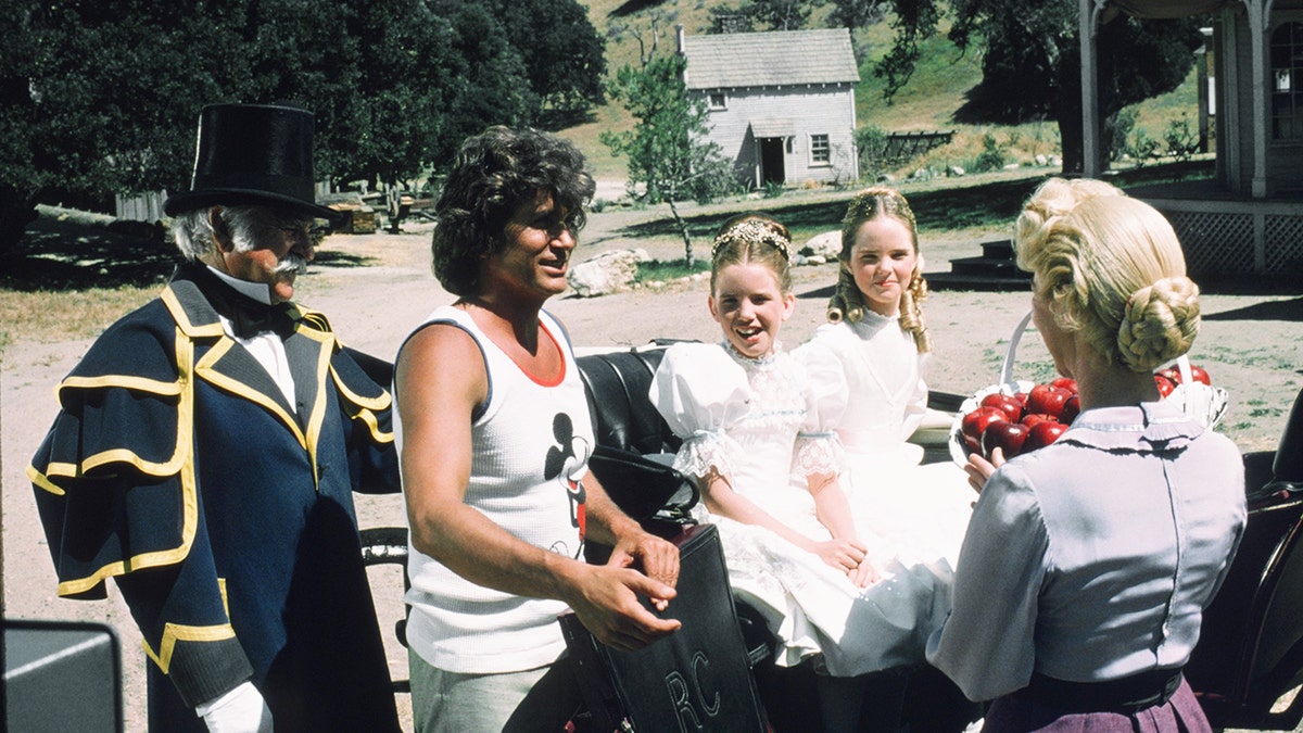 Michael Landon directing on the set of "Little House on the Prairie."