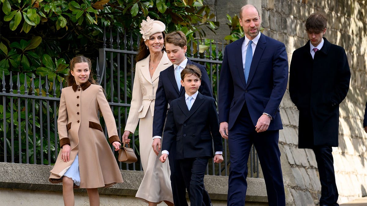 Princess Charlotte of Wales, Catherine, Princess of Wales, Prince George of Wales, Prince Louis of Wales and Prince William, Prince of Wales