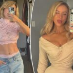 Sydney Sweeney matches her peekaboo underwear to her sheer lace crop top