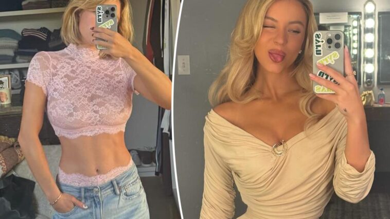Sydney Sweeney matches her peekaboo underwear to her sheer lace crop top