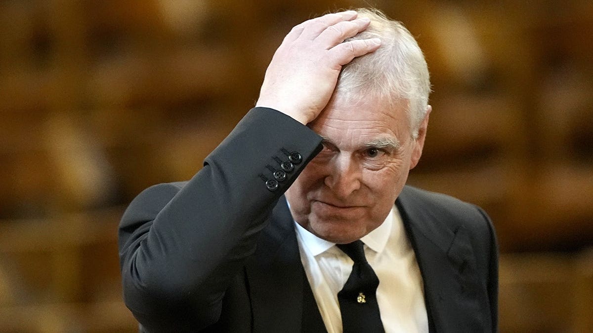 Prince Andrew, Duke of York, arriving at Westminster Cathedral in London