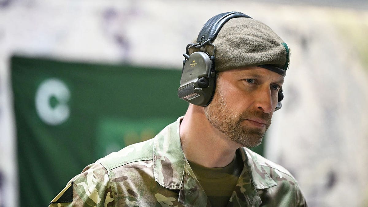Prince William observing drone demonstration with soldiers of the 1st Battalion Mercian Regiment