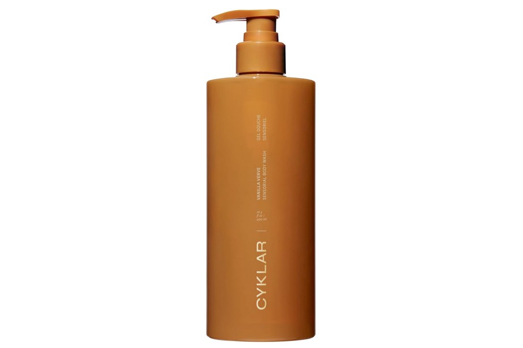 Cyklar Vanilla Verve Sensorial Body Wash in an orange pump bottle.