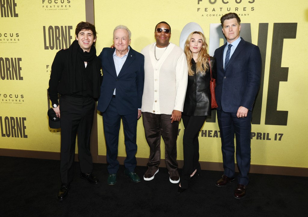 Marcello Hernández, Lorne Michaels, Kenan Thompson, Chloe Fineman and Colin Jost attend the "Lorne" premiere