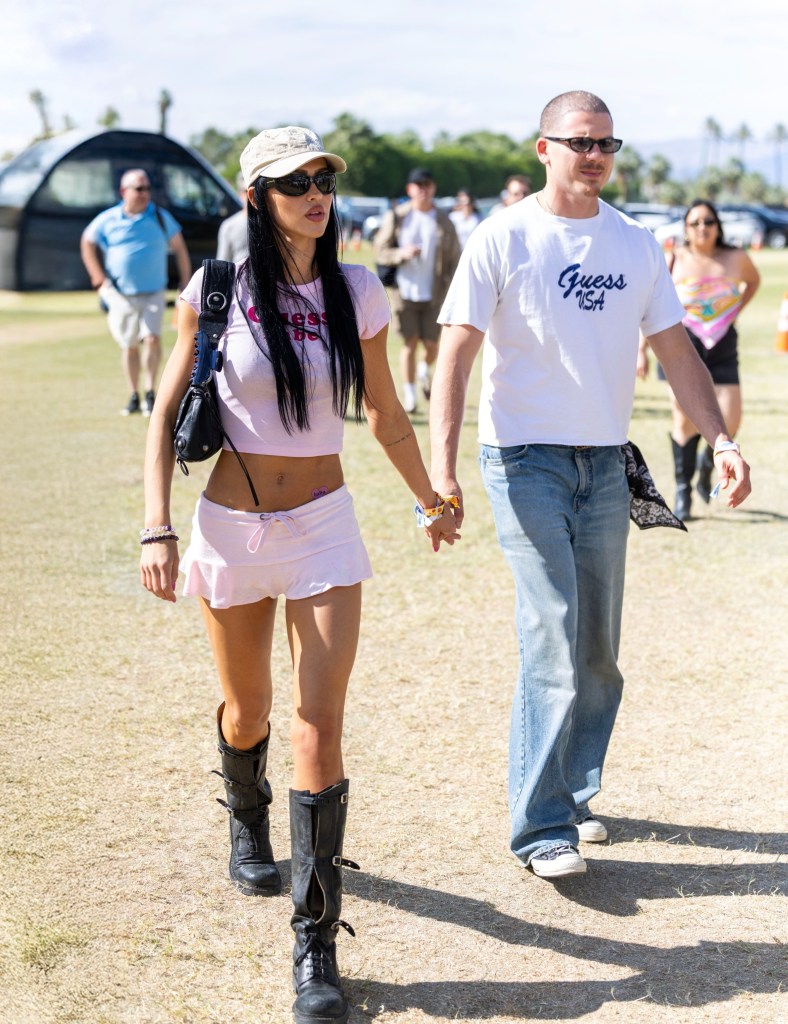 Amelia Gray Hamlin and Nicolai Marciano attend Coachella 2026