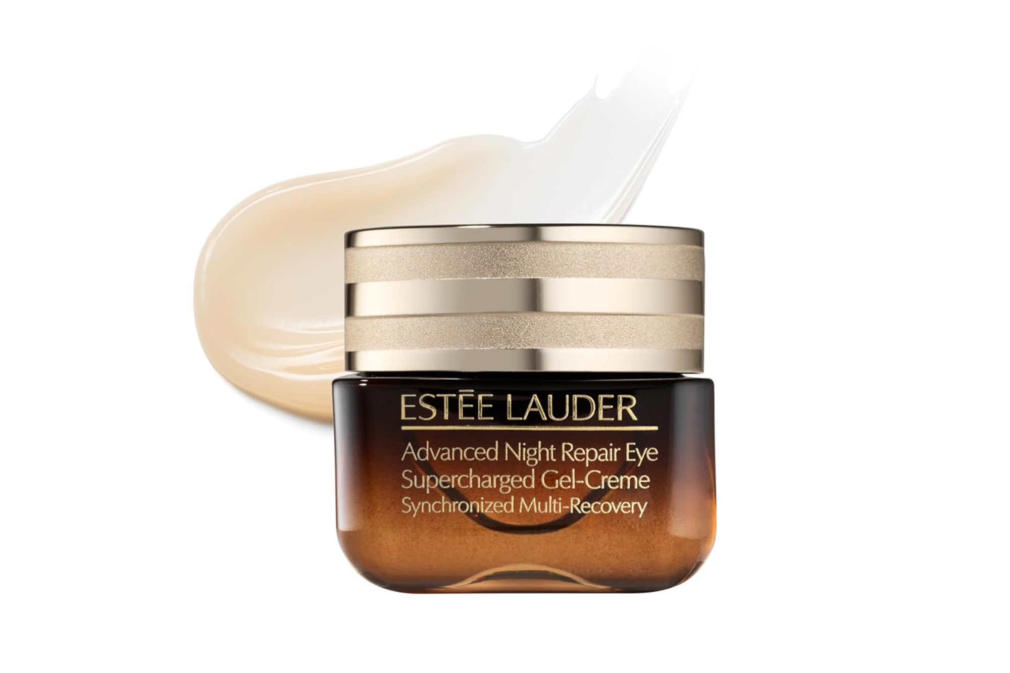 Estée Lauder Advanced Night Repair Eye Supercharged Gel-Creme Synchronized Multi-Recovery eye cream with a swatch of the product.