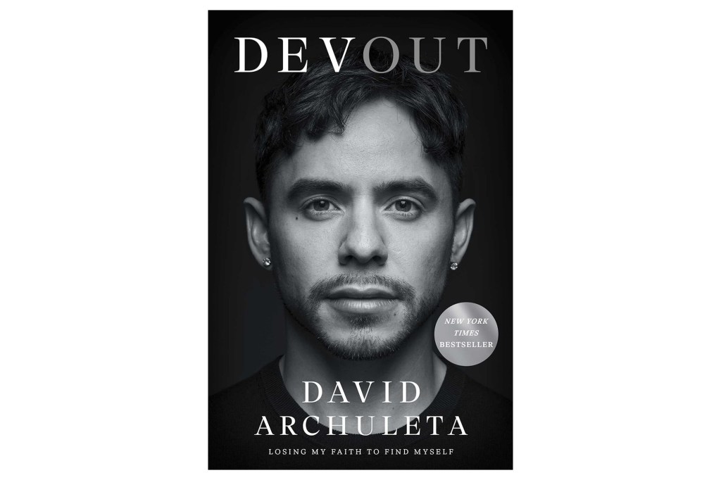 Book cover for "Devout" by David Archuleta, featuring a black and white photo of Archuleta's face.