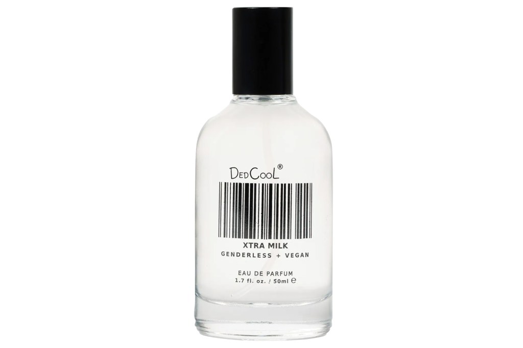 DedCool "Xtra Milk" Genderless + Vegan Eau De Parfum in a clear 1.7 fl. oz. / 50ml bottle with a black cap.