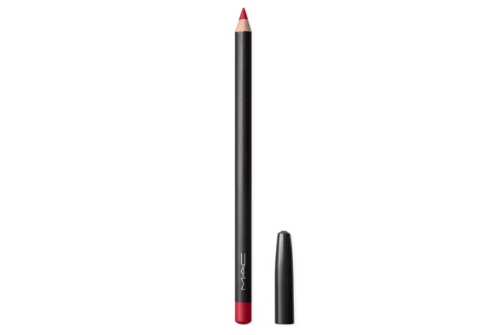 MAC red lip liner with its cap removed.