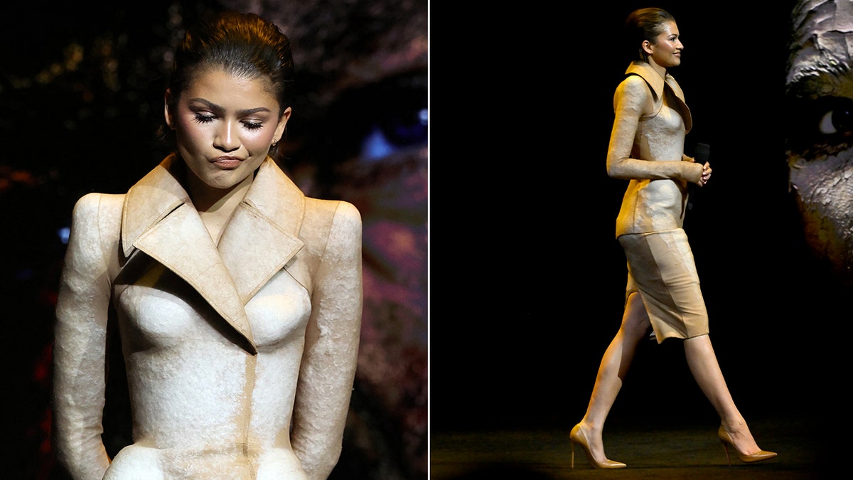 Zendaya wears Schiaparelli dress at Dune event in Las Vegas.