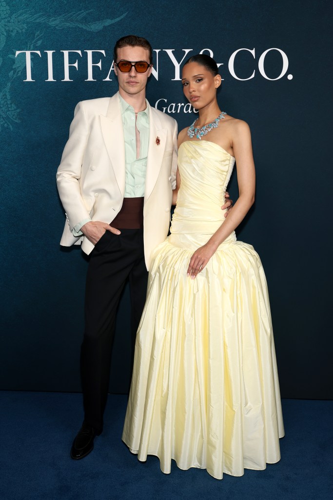 Lucky Blue Smith and Nara Smith attend the Tiffany & Co. celebration for the launch of the Blue Book 2026: Hidden Garden jewelry collection