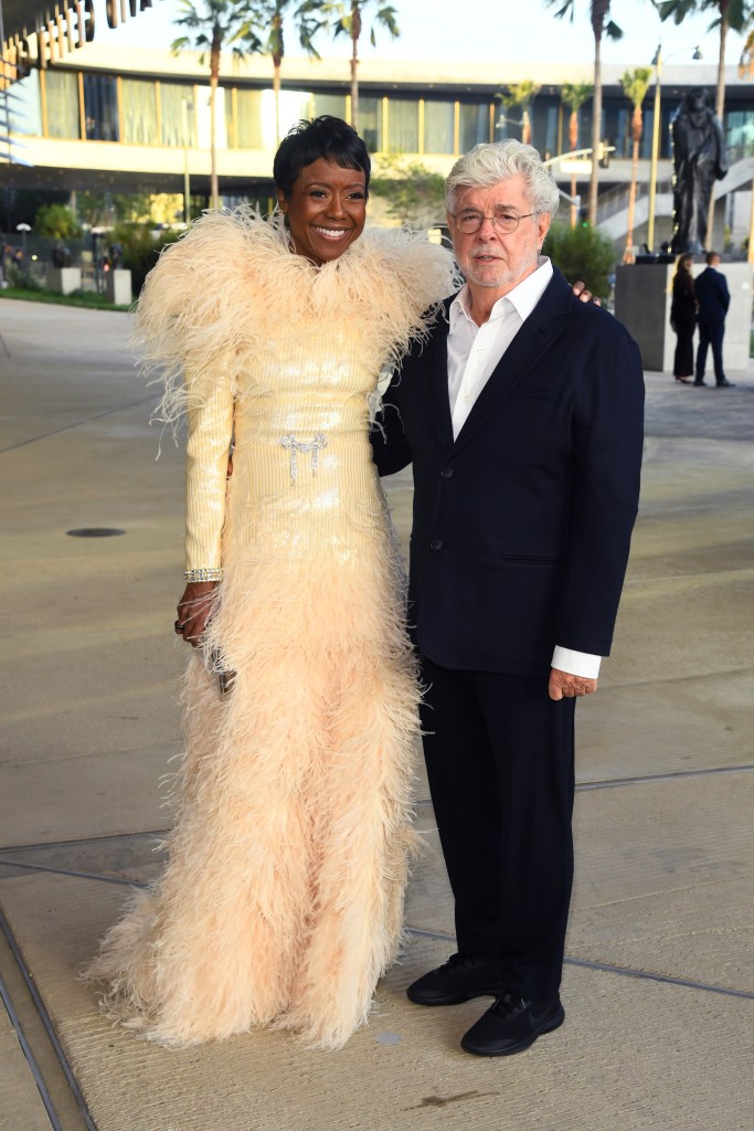 Mellody Hobson and George Lucas attend LACMA's Opening Gala for The David Geffen Galleries