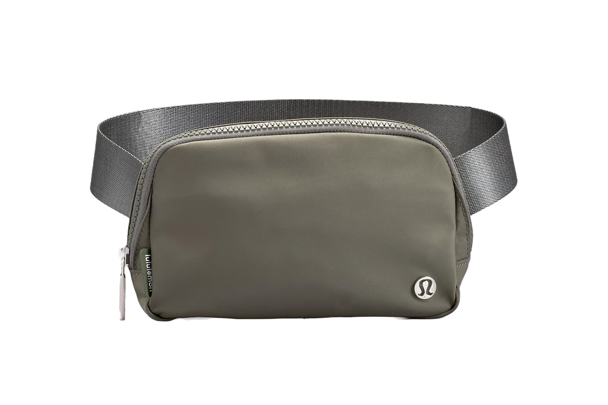 An olive green lululemon belt bag