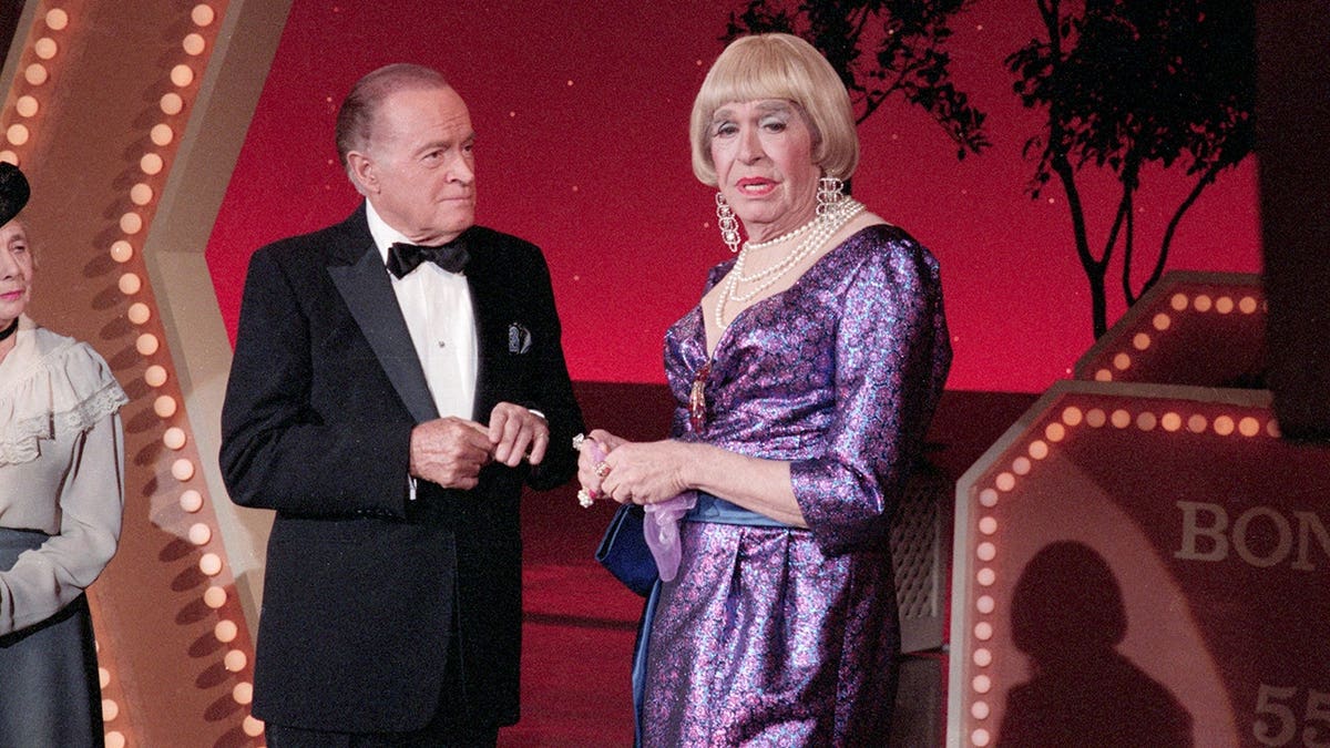 Bob Hope and Milton Berle in costume during taping of NBC special