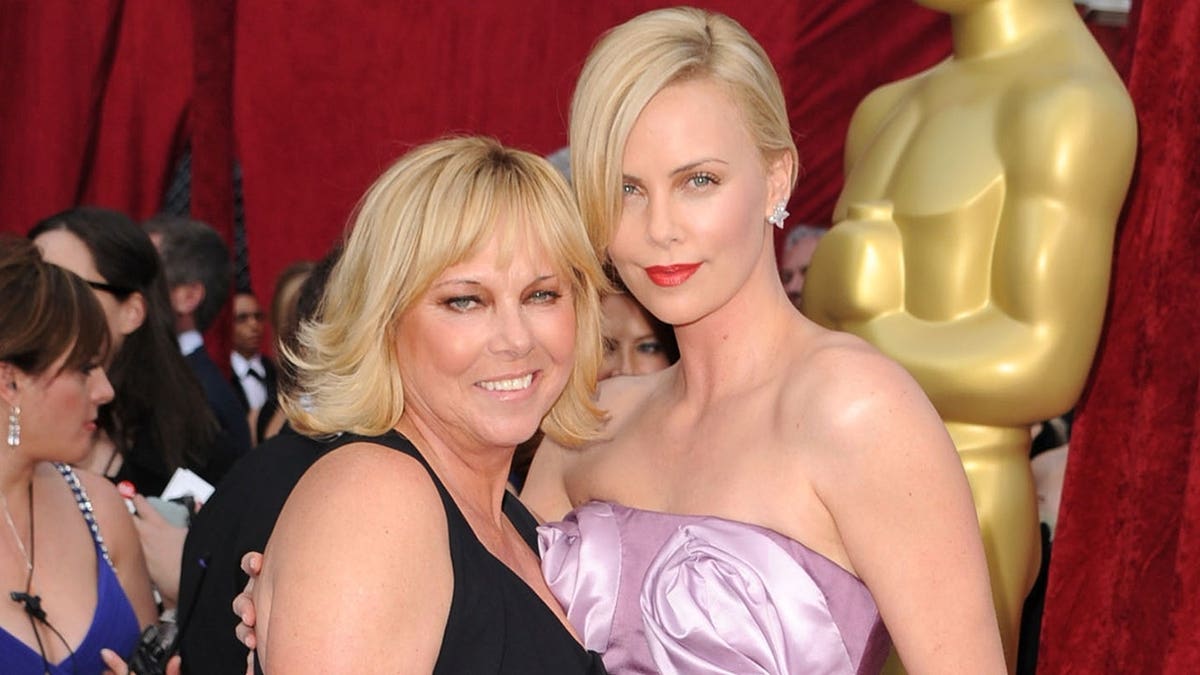 Charlize Theron and her mom at the Oscars in Los Angeles in March 2010