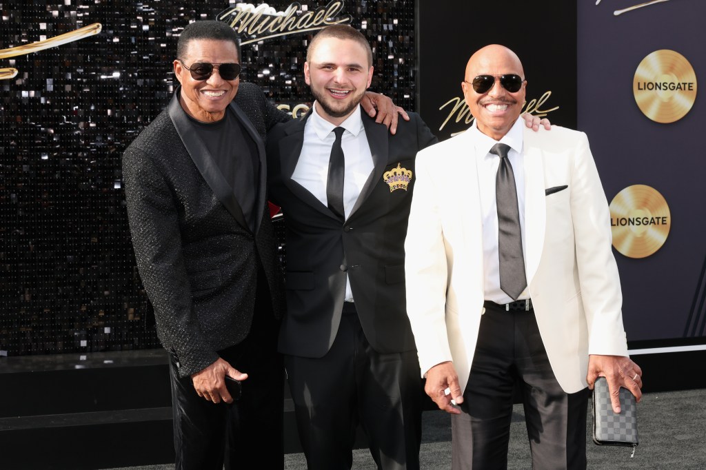 Jackie Jackson, Prince Jackson and Marlon Jackson attend the "Michael" premiere