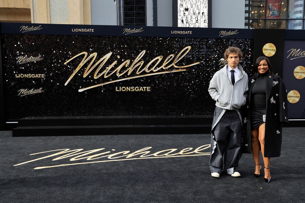Jaid Thomas Nilon and Garcelle Beauvais attend the "Michael" premiere
