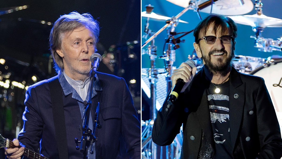 Paul McCartney and Ringo Starr standing together