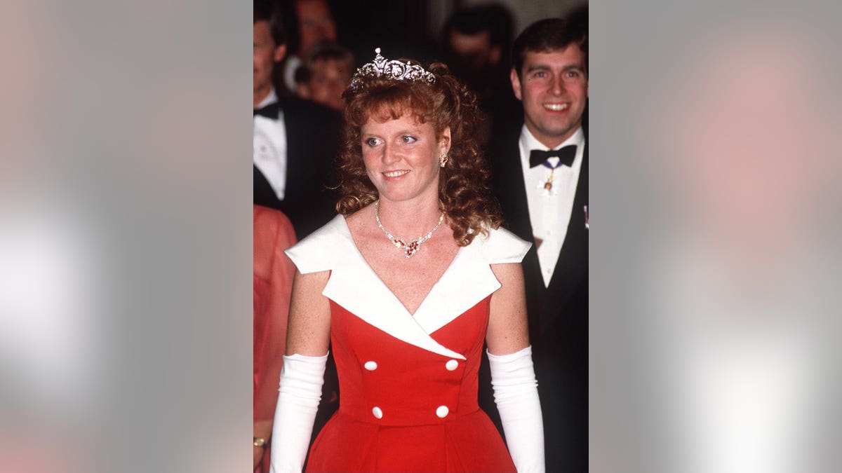 The Duchess of York standing outdoors in Toronto, Canada.