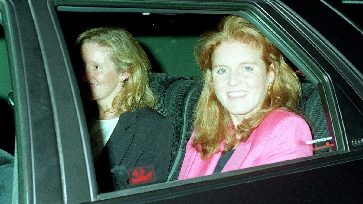 Sarah Duchess of York departing Heathrow with her dresser Jane Andrews.
