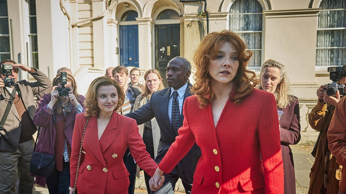 Natalie Dormer as Sarah Ferguson, Duchess of York, and Mia McKenna-Bruce as Jane Andrews in a scene from The Lady.