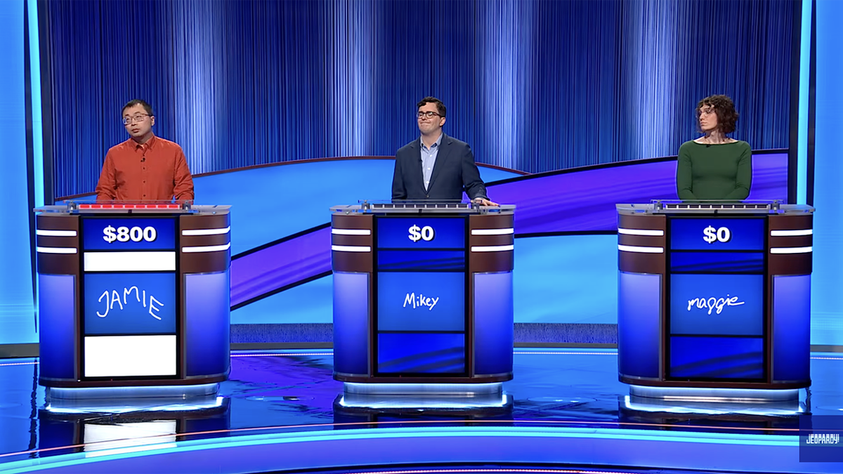 Jamie Ding and two other contestants on Jeopardy