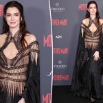 Anne Hathaway wears sheer gothic couture for ‘Mother Mary’ London screening