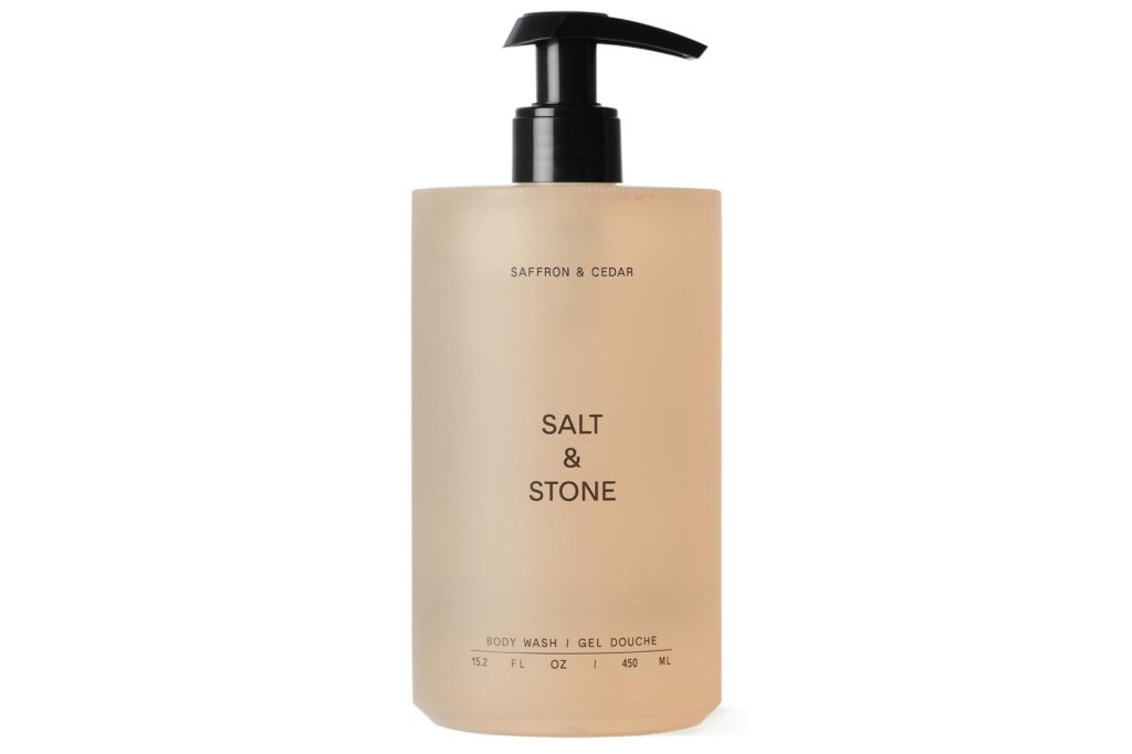 Salt & Stone Saffron & Cedar body wash.