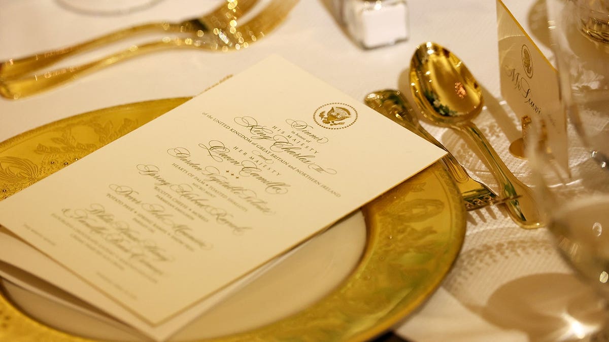 A place setting at an official state dinner at the White House