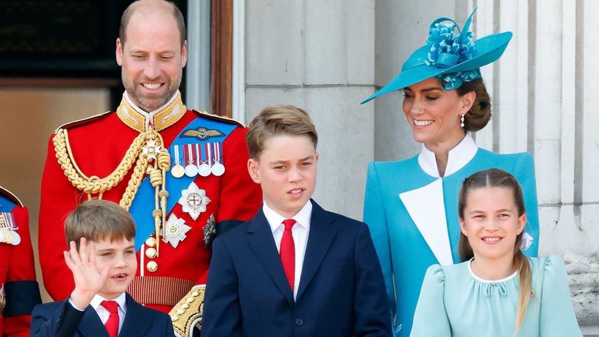 Prince William and family watching RAF flypast from Buckingham Palace balcony