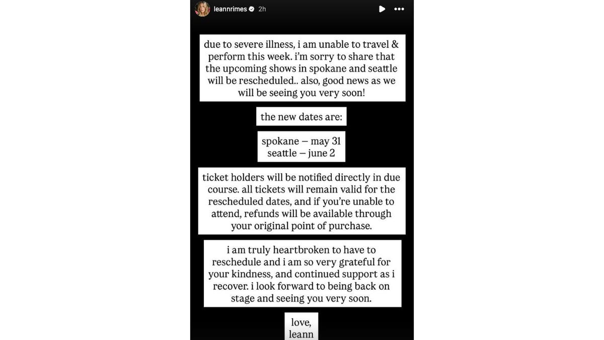 LeAnn Rimes Instagram story