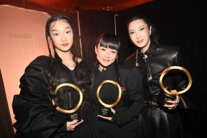 Audrey Nuna, Rei Ami and Ejae of HUNTR/X at the Billboard Women in Music 2026 held at the Hollywood Palladium on April 29, 2026 in Los Angeles, California.