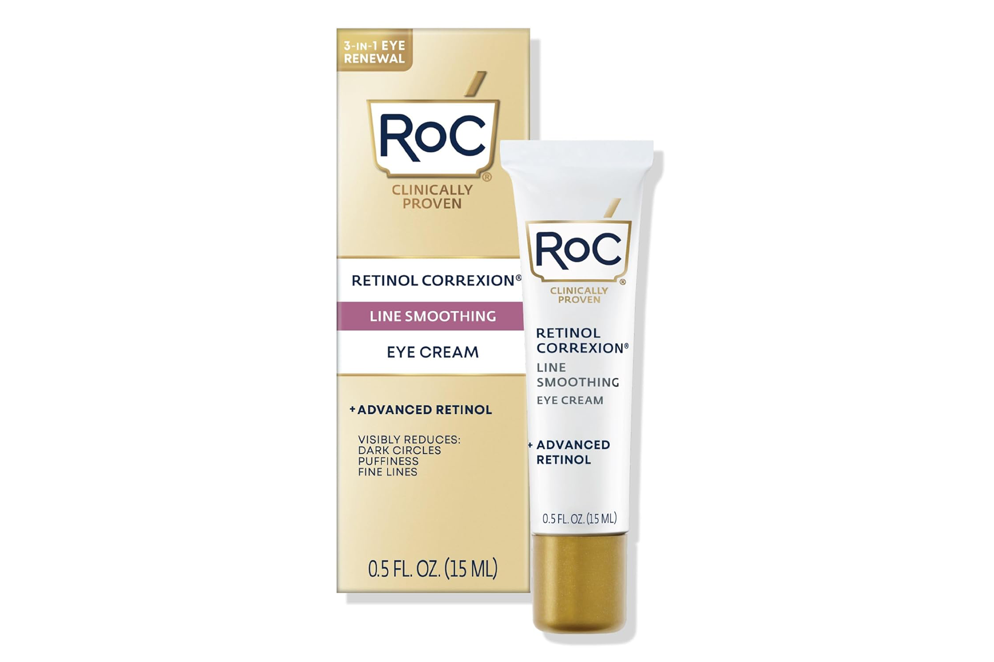ROC Retinol Correxion Line Smoothing Eye Cream in a box and tube, 0.5 fl. oz.