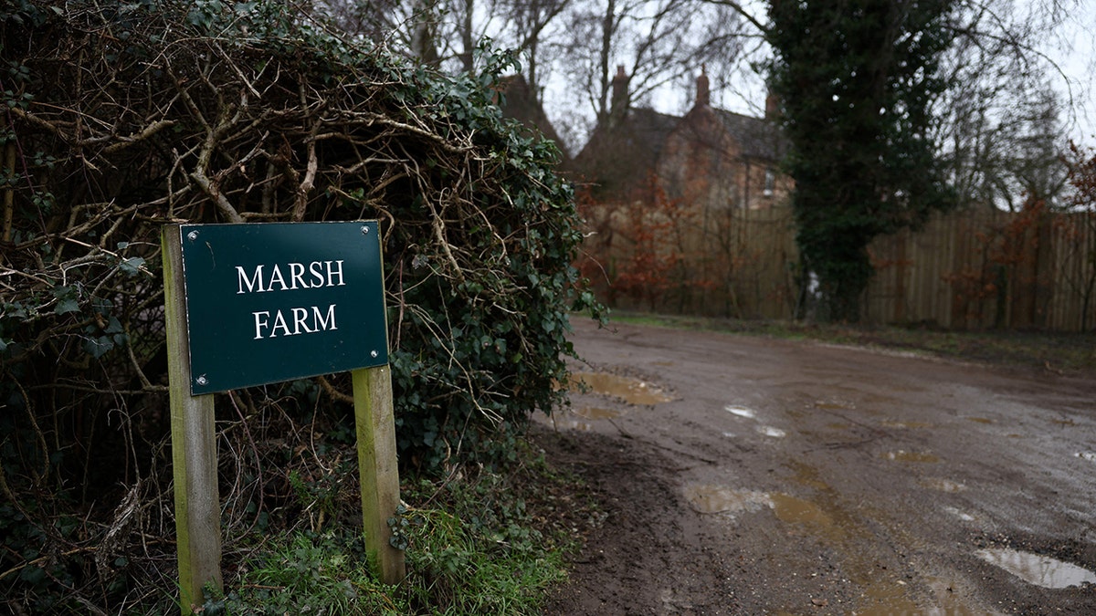 A sign for Marsh Farm at the entrance to the property in Sandringham