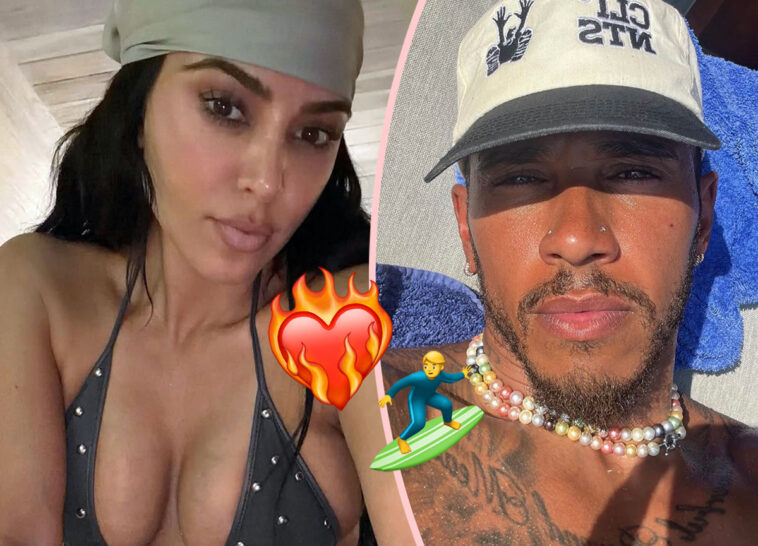 Having The Time Of Her Life! Kim Kardashian Spotted Making Out With Lewis Hamilton During Breathtaking Beach Date!